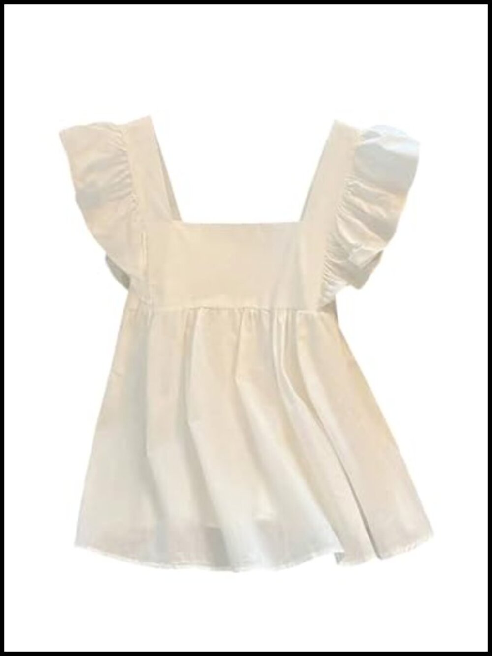 Ruffle Smocked Tie Back Bow Peplum Top Blouse Square Neck Sleeveless